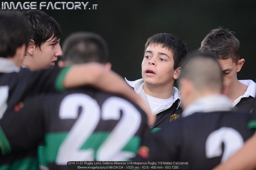 2014-11-01 Rugby Lions Settimo Milanese U16-Malpensa Rugby 119 Matteo Cazzamali